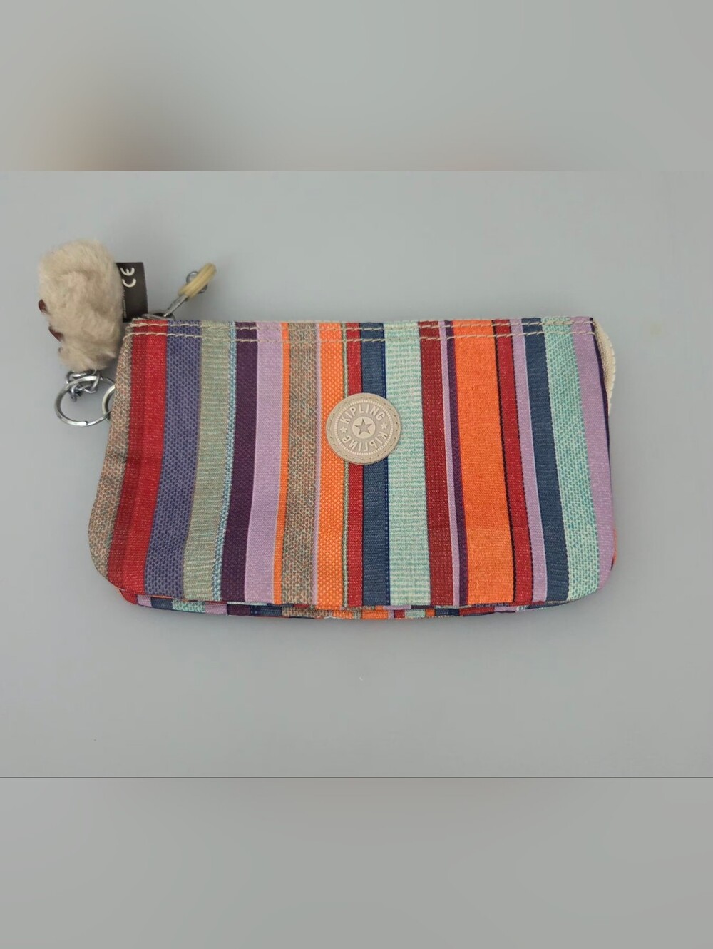 Kipling Multicolor Striped Zip Wallet in Orange, Blue, Mint & Purple